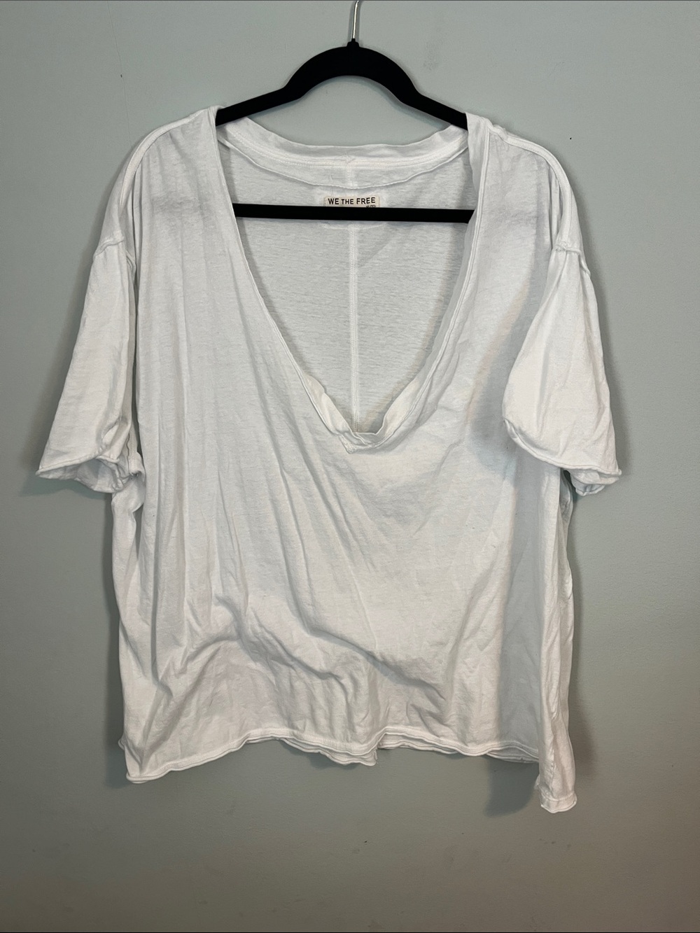 We The Free White Deep V-Neck Short Sleeve Tee